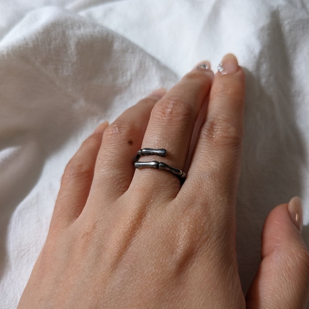 Sterling silver bamboo adjustable ring